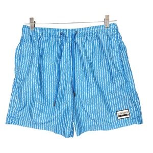 Vtg Beach Bros Mens sz M Swim Trunks Shorts Blue White Stripe Surfer Beach Retro